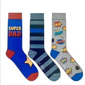 K. Bell My Hero Super Dad Super Socks Box Is 3  Mens Sock Size 10-13